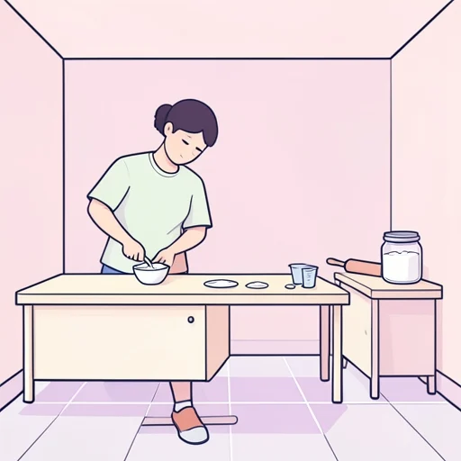 小麦粉を量る - Bildwörterbuch