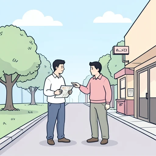 この辺りに詳しい人に道を聞いた - Bildwörterbuch