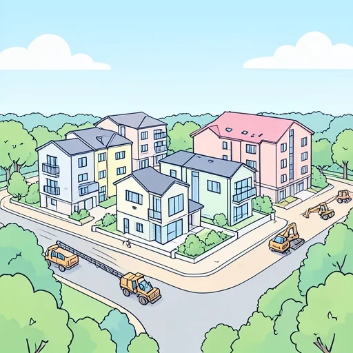 この地区は新しい住宅が増えてる - Bildwörterbuch