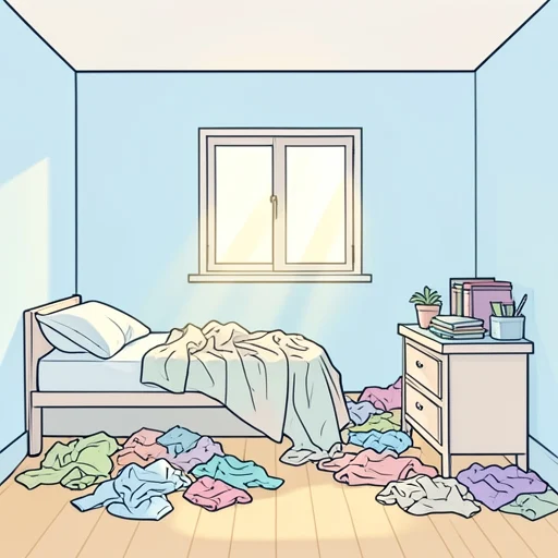 この部屋はきれいではありません。 - Dizionario illustrato
