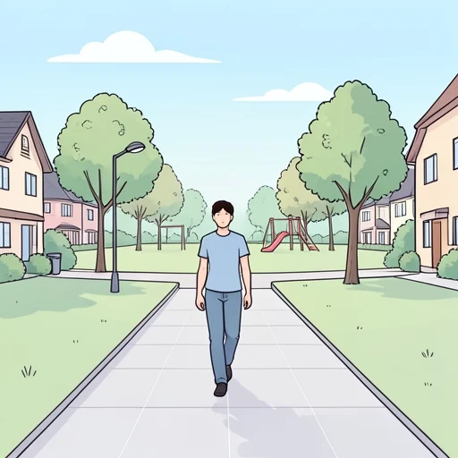 この道をまっすぐ行けば大きな公園が見えてくるはずだよ - Illustrated Dictionary
