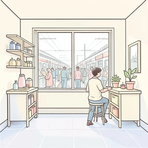 この店は駅から近いわりに静かで落ち着いているね - Bildwörterbuch