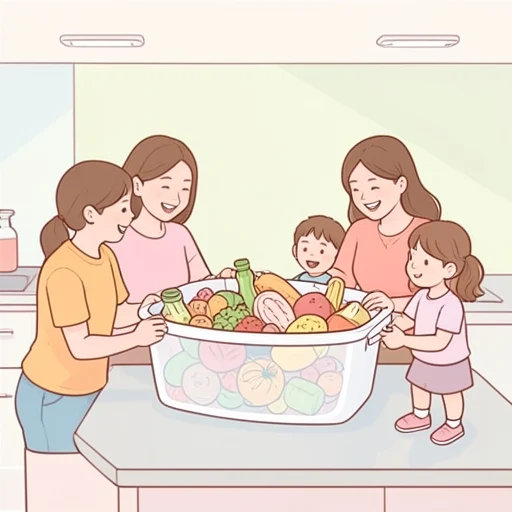 この容器は大きいから、家族用にぴったり - Bildwörterbuch