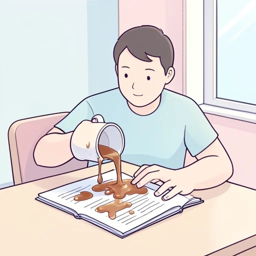 コーヒーをこぼして、書類を汚しちゃった - Bildwörterbuch