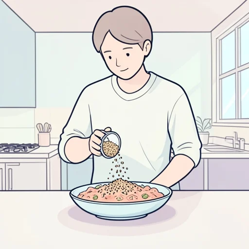 胡椒をちょっと振りかけると、味が引き締まる - Bildwörterbuch