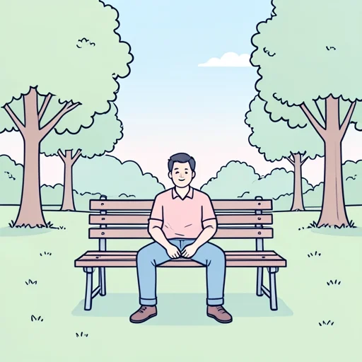 公園でベンチに座ってぼーっとするのが好き - Bildwörterbuch