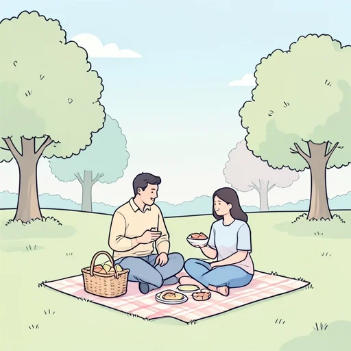公園でピクニックしよう - Bildwörterbuch