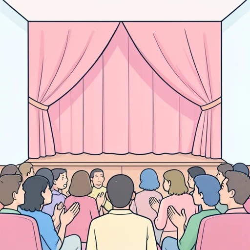 公演の終わりに拍手が鳴った - Bildwörterbuch