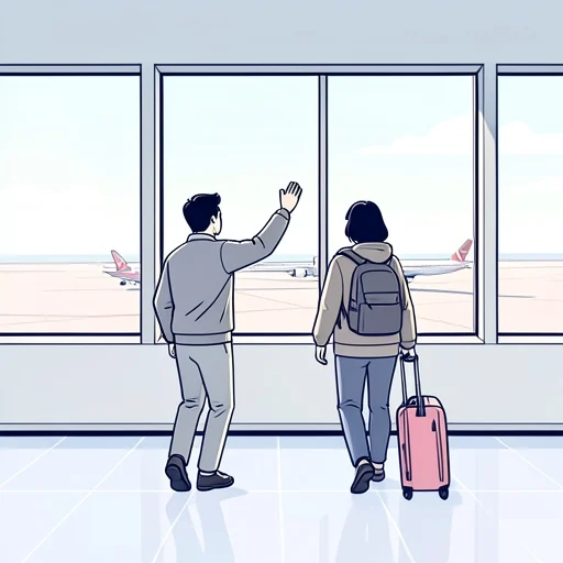 空港で友達の見送りをした - Bildwörterbuch