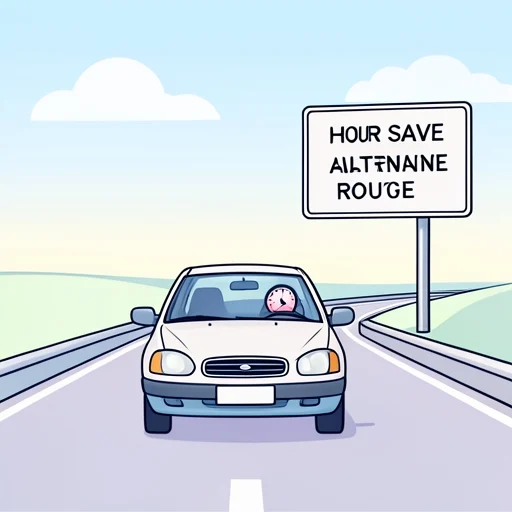 高速道路を使うと、目的地まで1時間も短縮できる - Bildwörterbuch