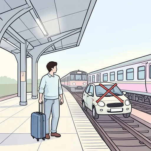 車の代わりに電車で行きます。 - Illustrated Dictionary