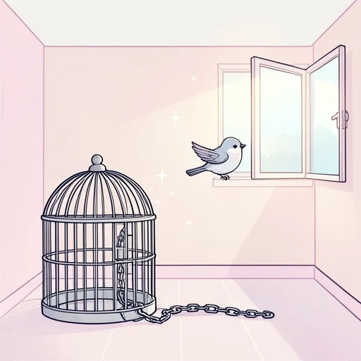 鎖が解けたら鳥かごから飛び出して行きました - Bildwörterbuch