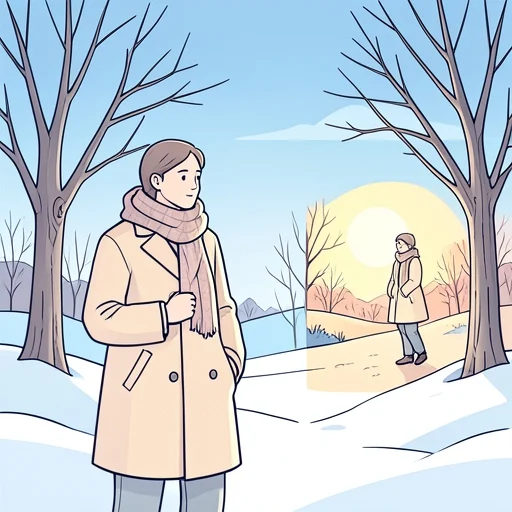 去年に比べて今年は寒い - Bildwörterbuch