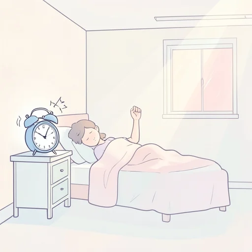 今日、目覚ましが鳴らなかったら絶対起きられなかった - Bildwörterbuch