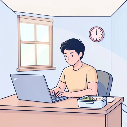 今日さ、昼食抜きで午後まで仕事することにした - Bildwörterbuch