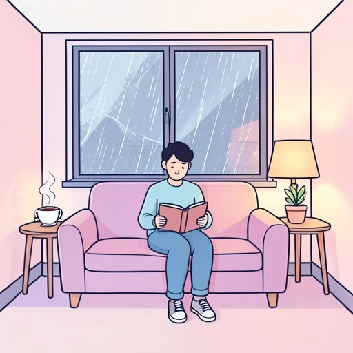 今日は雨なので家にいます。 - Bildwörterbuch
