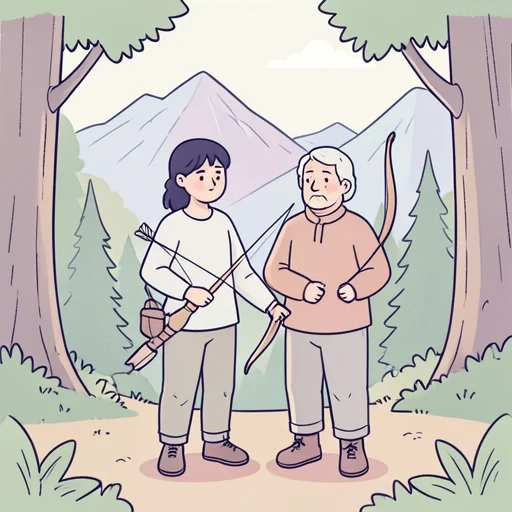 今日は父と山へ狩りに行く - Bildwörterbuch