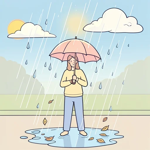 急に雨が降り出した - Bildwörterbuch