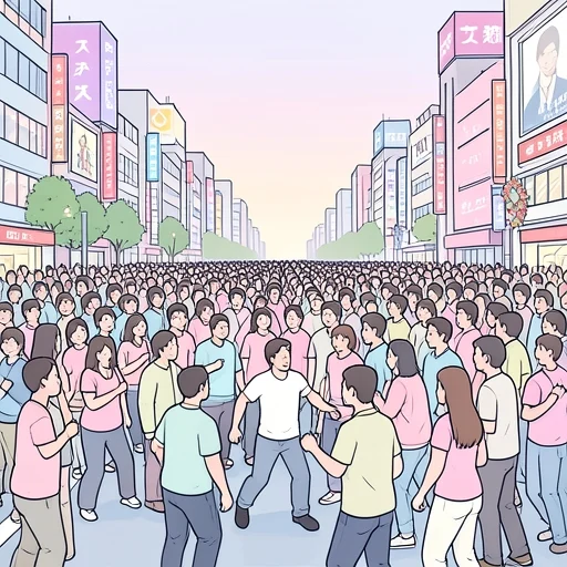 休日の渋谷は人込みで身動きが取れない - Bildwörterbuch