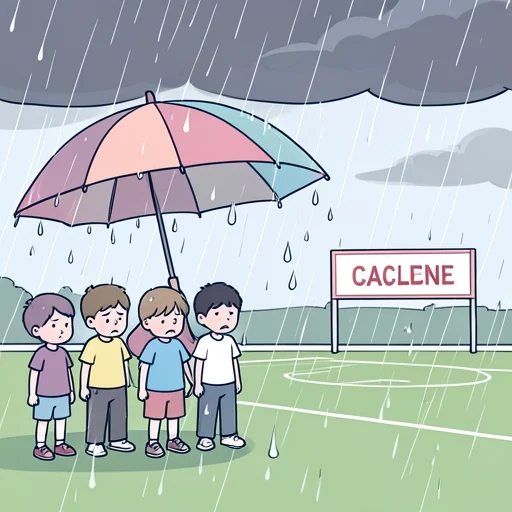 急な雨で試合が中止になることになった - Illustrated Dictionary