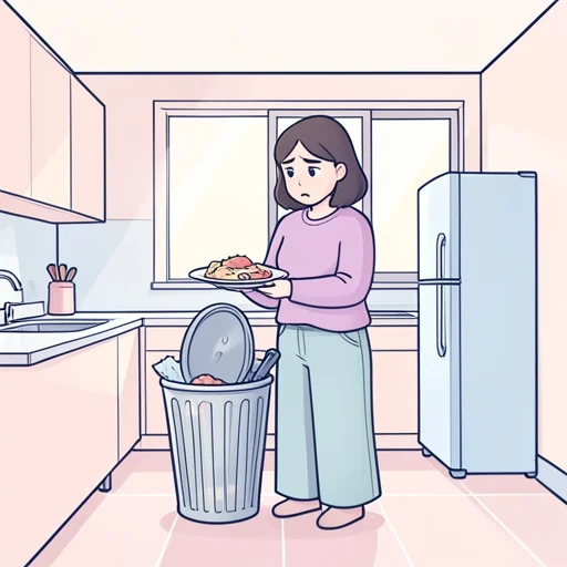 まだ食べられるのに捨てるとかそんなのってもったいない - Bildwörterbuch
