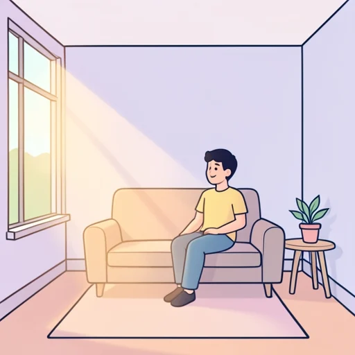 窓から日差しがこぼれてきて気持ちいい - Bildwörterbuch