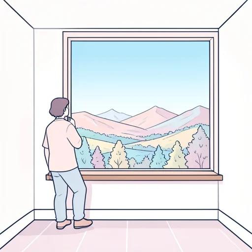 窓の外にきれいな光景が広がってた - Bildwörterbuch
