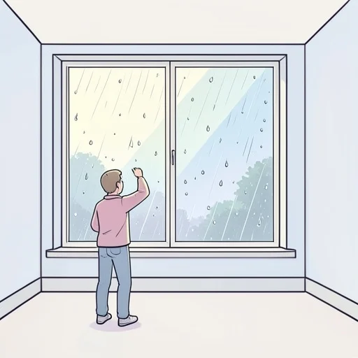 窓の外はしとしとと雨が降っていた - Bildwörterbuch