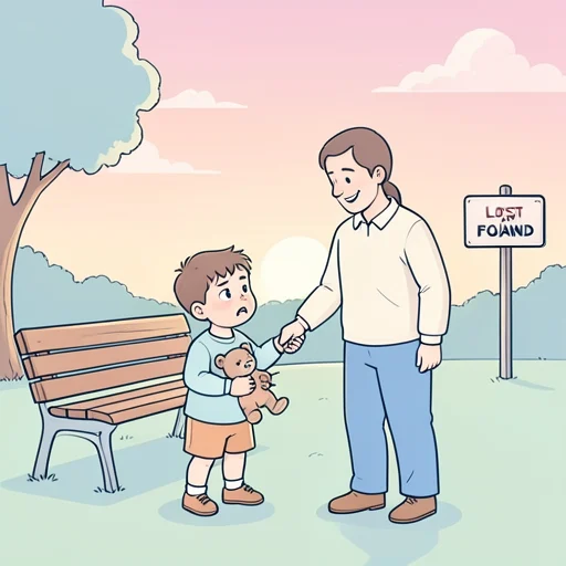 迷子になっていた子供が保護された - Bildwörterbuch