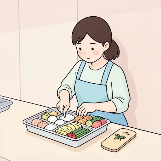 毎日手作りでお弁当を作ってる - Bildwörterbuch