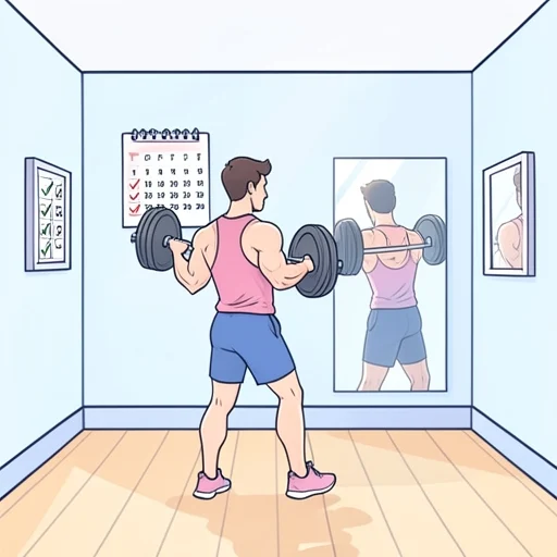 毎日運動して筋肉をつけている - Bildwörterbuch