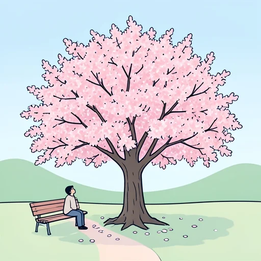 毎年この季節になると桜の花が満開になる - Bildwörterbuch