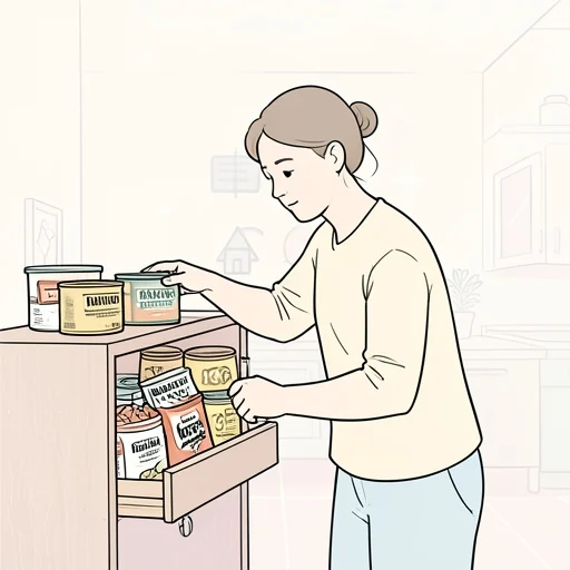 万一の事態に備えて非常食を常備しておくようにって言われた - Bildwörterbuch