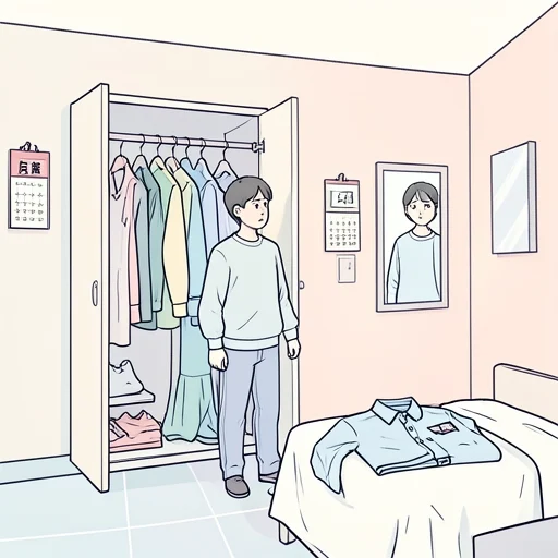 面接の服装に迷っている - Bildwörterbuch