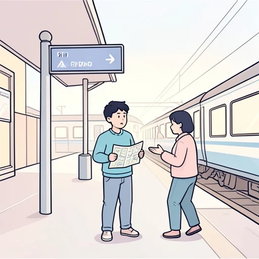 道に迷ったら、駅の近くにいる人に聞けばいいよ - イラスト辞典