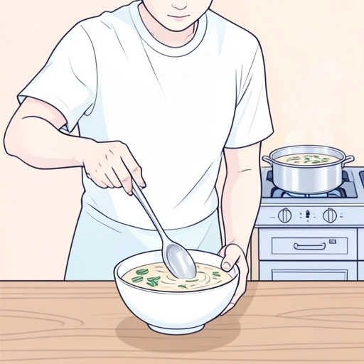 味噌汁を椀に注いだ - Bildwörterbuch