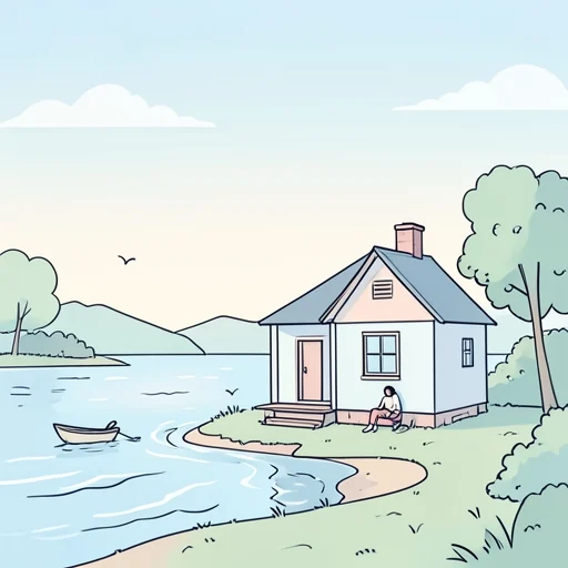湖の近くに住みたい - Bildwörterbuch