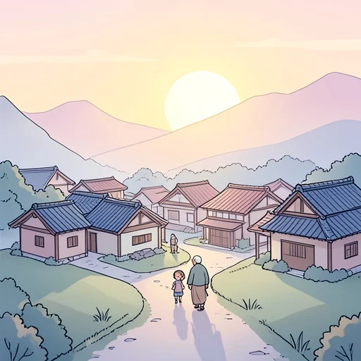 物語の始まりは小さな村だった - Bildwörterbuch