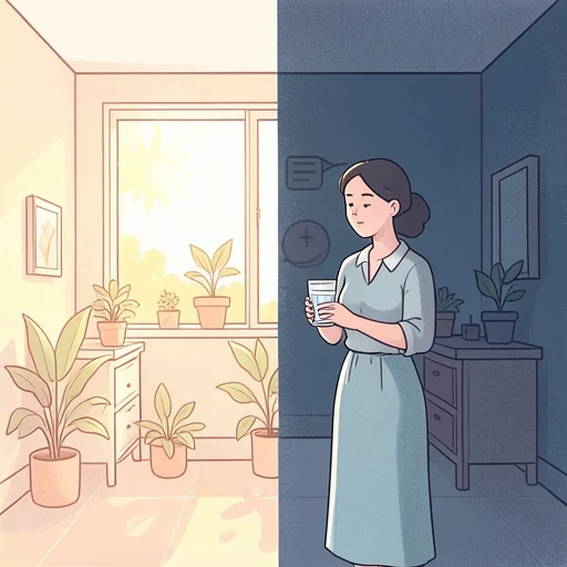 物事は考えようで良くも悪くもなるって彼女は言う - Bildwörterbuch