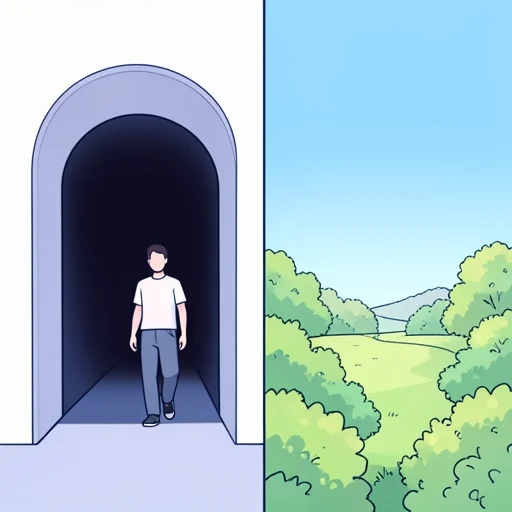 長いトンネルを抜けると、景色が一変した - Bildwörterbuch