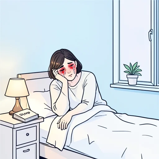 寝不足で目が涙で濡れた - Bildwörterbuch