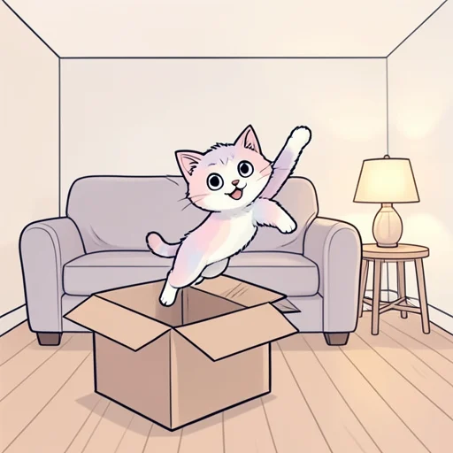 猫が箱から飛び出した - Bildwörterbuch