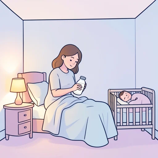 寝る前にミルクを温めて赤ちゃんに飲ませる - Bildwörterbuch