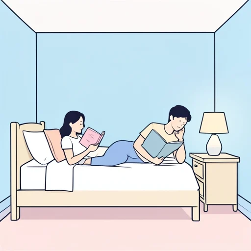 寝たまま本を読んだ - Bildwörterbuch