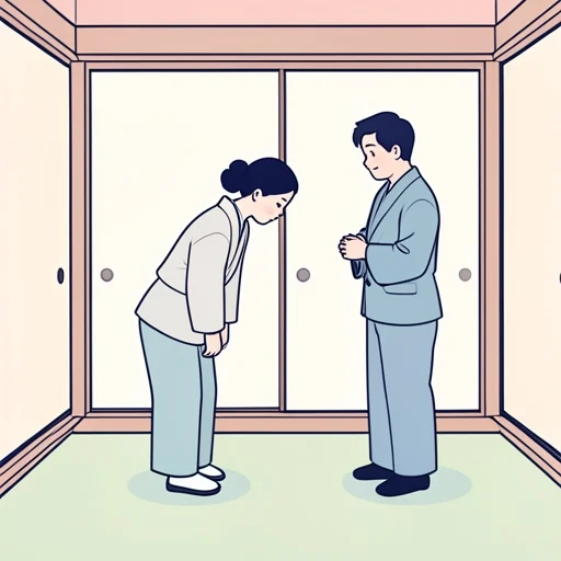 日本では初対面のときお辞儀をする - Bildwörterbuch