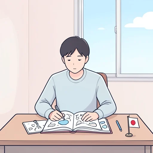 日本語の動詞を勉強してる - Bildwörterbuch
