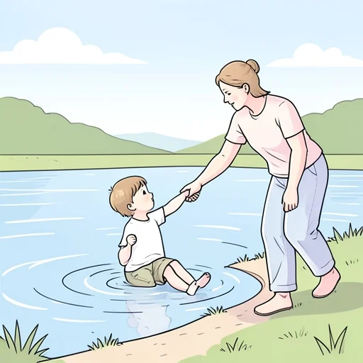 溺れそうな子を助けた - Bildwörterbuch