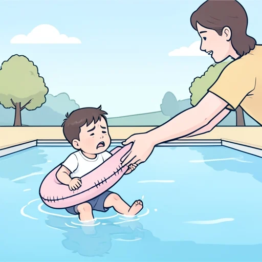 溺れている子供を助けた - Bildwörterbuch