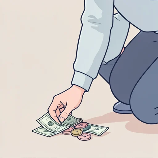 落ちてるお金を拾った - Bildwörterbuch