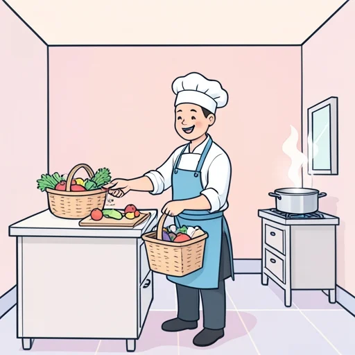 おいしい料理を作るには、良い材料が欠かせない - Bildwörterbuch